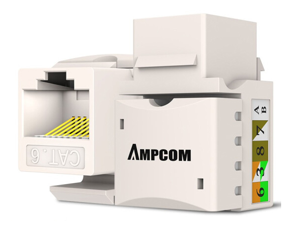 安普康（AMPCOM）六類網絡模塊鍍金6類工程級千兆RJ45水晶頭母插座辦公寬帶連接器 AMCAT608(LSZH)