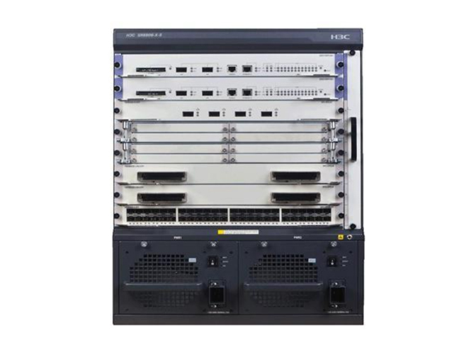 華三SR8803-X-SH3C SR8803-X-S 核心路由器主機。每臺配置1塊管理及路由處理板(UB1)、2塊1400W交流電源模塊、1塊四路萬兆業務處理板、2塊1端口萬兆以太網光接口卡-(XFP,LC)、2塊XFP-10G-多模模塊-(850nm,300m,LC)