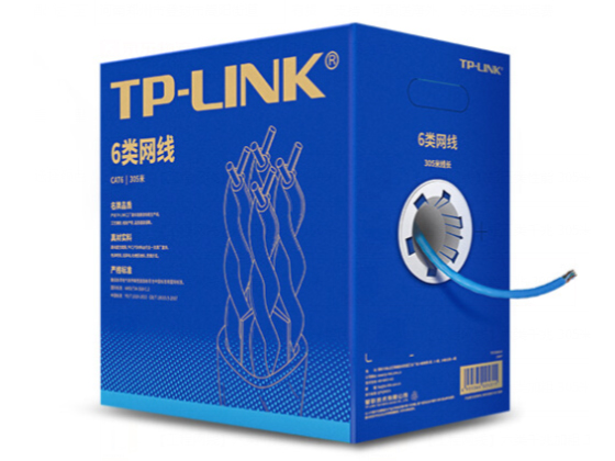 TP-LINK六類千兆網線 工程級無氧銅箱線305米 CAT6類非屏蔽純銅雙絞線 家裝網絡監控綜合布線 EC6-305