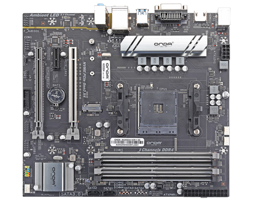 昂达A520SD4台式电脑主板双通道ddr4支持1/2/3/4/5代am4接口速龙锐龙cpu千兆网卡m.2固态接口