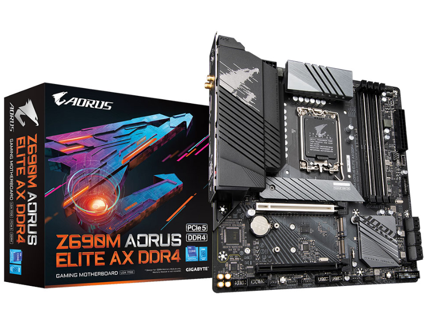技嘉Z690M AORUS ELITE AX DDR4小雕主板 支持CPU 12900K/12700K