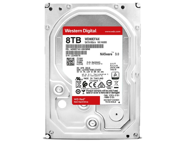 西数 WD80EFAX  8T 红盘