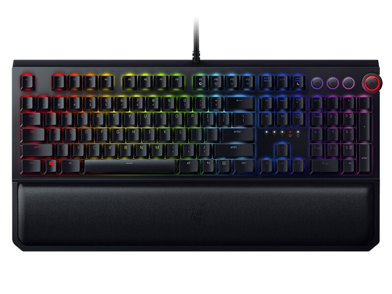 雷蛇(Razer)黑寡婦蜘蛛精英版 機械鍵盤 有線鍵盤 游戲鍵盤 104鍵 RGB 電競 黑色 綠軸 有腕托 吃雞神器