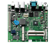 NEX 604
Intel® Atom™ D2550 双核处理器1.86GHz
Intel® NM10 Express 芯片
双204-pins DDR3 SO-DIMMs ，最大支持4GB SDRAM内存
支持VGA/HDMI、VGA/LVDS 或者 HDMI/LVDS 双显
6x USB, 4x COM, 2x GbE, 2x SATA, 1x LPT