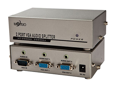 MT-3502AV    2口VGA分配器、350MHZ、带音频 铁盒
