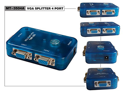 MT-3504-A    4口VGA分配器、350MHZ、塑盒
