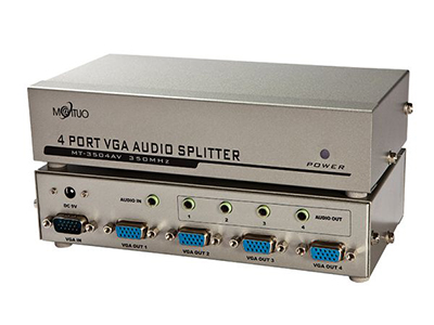 MT-3504AV    4口VGA分配器、350MHZ、带音频 铁盒
