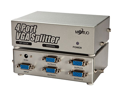 MT-5004    4口VGA分配器、500MHZ 铁盒，支持2048*1536

