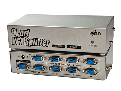 MT-5008    8口VGA分配器、500MHZ  铁盒，支持2048*1536

