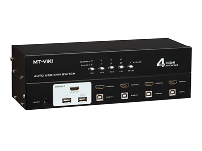 MT-2104HL    4口KVM 热键、USB2.0、四条1.5米原厂KVM专用线、HDMI接口

