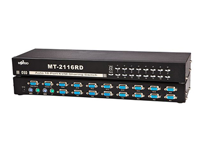 MT-2116RD    16口KVM热键、PS/2、十六条原厂KVM专用线、带OSD菜单
