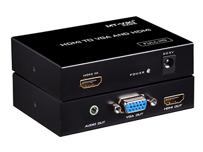 MT-HV03    HDMI转VGA、相比HV01输出口多了HDMI接口，带电源
