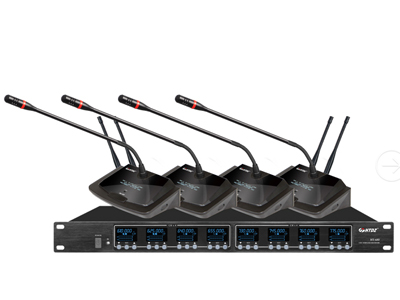 海天电子 HT-680◆ 使用UHF550-950MHz频段，应用PLL频率合成锁相环技术，频率可调，发射功率可调，避免干扰频率◆ 集成中央处理器CPU的总线控制，配合数字液晶界面显示，操作自如，性能出众。◆ 采用多级窄带高频及中频选频滤波，充分消除干扰信号。◆  采用音频压缩一扩展技术，噪音大大减少，动态范围加大。◆ 设有回输啸叫抑制减弱功能，能有效减少回输啸叫。◆ 接收机采用多级高频放大，具有极高的灵敏度。◆ 多重噪音监测电路，特设ID身份码验证系统，使之具有无与伦比的抗干扰特性。◆ 选用极