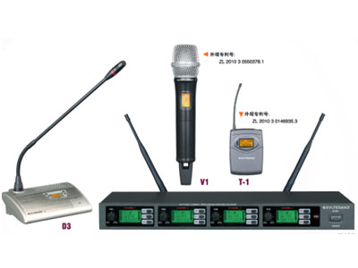 杰森 K403 一拖四無線會議話筒   1.四通道；2.740MHz-790MHz；3.200 頻點可調；4.PLL 鎖相環技術；5.有效距離：60米；