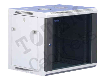 图腾 WM系列挂墙机柜 符合ANSI/EIA RS-310-D、IEC297-2、DIN41491；PART1、DIN41494；PART7、GB/T3047.2-92标准；兼容ETSI标准. 
特点: 
    • 框架结构，承重达60KG; 
    • 快开侧门，方便安装和维修; 
    • 上部和下部走线通道; 
    • 壁挂、落地两种可选安装方式; 
    • 落地安装时可以选配支脚或脚轮; 
    • 可选装轴流风机; 