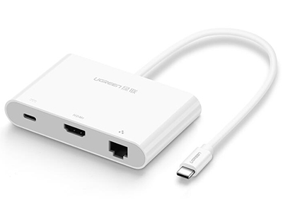 US182    USB Type C 公转HUB+网卡+VGA                                     分辨率：1920*1080P                          输出：USB3.0/2.0，RJ45母座                        供电：USB-C母，支持PD协议             线长15cm                             彩盒包装









