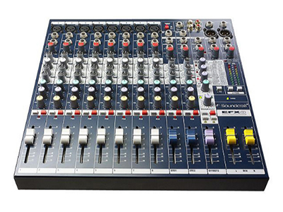 聲藝 EFX 12  (E5351) 調音臺 ”12通道帶效果模擬調音臺,12個單聲道和2個立體聲輸入 內置萊斯康24比特效果器,配置GB30前置放大器 2路輔助輸出,48V幻象電源供電


