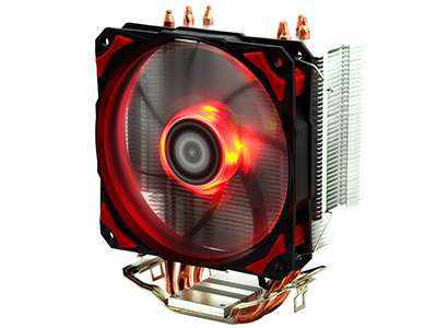 ID-COOLING SE-214紅黑版 高性能塔式側吹散熱器 配備4熱管+12CM超靜音溫控風扇之外，其熱管的偏心設計也可使該型號具備更好的兼容性。