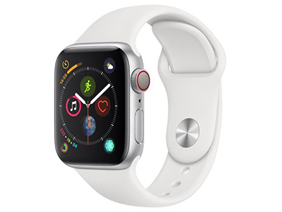 苹果Apple Watch Series 4智能手表 GPS+蜂窝款 40/44毫米银色铝金属表壳搭配白色运动型表带