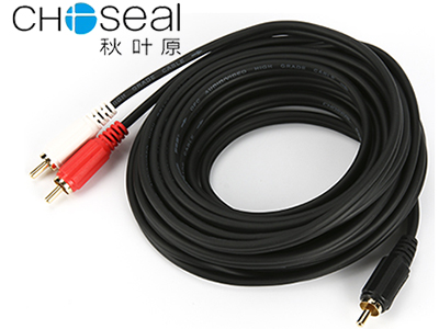 秋叶原 单莲花转双莲花音视频线黑色1.5米 Q303T1D5