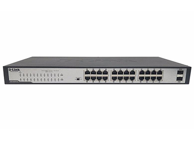 D-Link DGS-1026TP-CN  24个千兆PoE电口+2个千兆光口，单端口最大30W/整机最大功率370W，内置电源，440x208x44mm（铁壳），机架型非网管PoE交换机