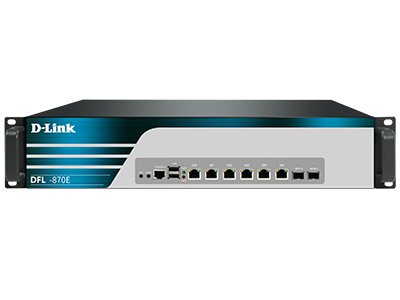 D-Link DFL-870E  防火墙硬件平台，19寸2U机架型，6个千兆电口和2个SFP+万兆光口，防火墙吞吐11Gbps，IPS吞吐8.9Gbps，AV性能8.9Gbps，VPN性能2Gbps；支持2组软硬件bypass，一体化策略，应用层防护，全并行处理架构