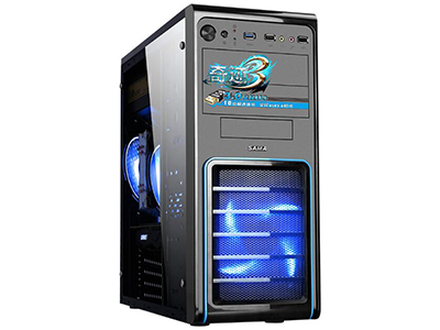 先马SAMA 奇迹3 黑色 中塔式机箱  支持ATX主板/前置USB3.0/全黑化/铁网防尘/支持SSD/侧透