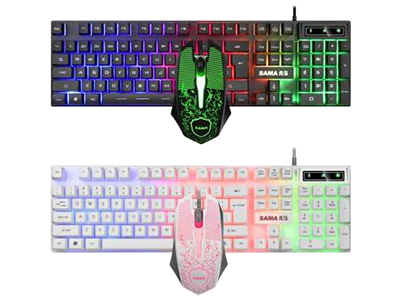 先马SAMA GT810游戏键鼠套装  悬浮键帽,彩虹光效,镭雕字符,防滑滚轮