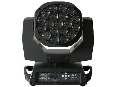 辛德瑞  GC-19K4H1F 19颗15W蜂眼摇头灯 电源	100-240V
功率	300W
光源	LED
功能	
型号：GC-19K4H1F

控制	DMX512，声控，自走
特点	大功率，调焦
产品尺寸	尺寸：300*350*500mm
重量	15.5KG​