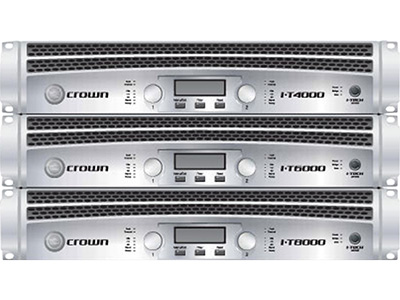 皇冠  全数字功放 I-T4000 立体声每通道2Ω时1,800W；4Ω时2,000W，8Ω时1,250W；桥接单通道4Ω时3,600W，8Ω时4,000W；24bit96kHz的A/D；显示屏：每个信道的输出、信号电平、数据传输、桥接模