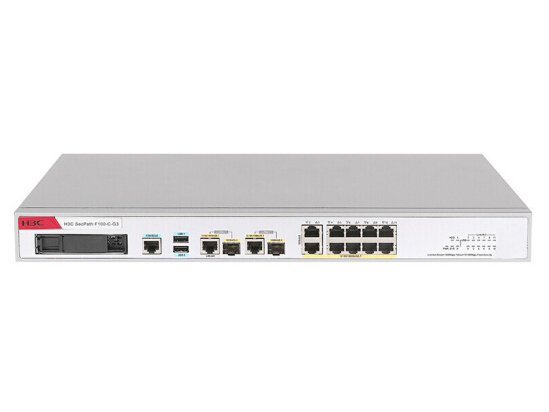 H3C F100-C-G3 企業級防火墻 7GE+2Bypass+2Combo+1管理口；1硬盤擴展；帶機量400；單電源，自帶100條SSL VPN