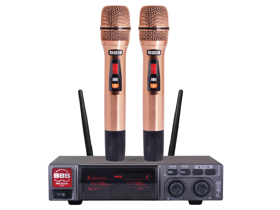 郑州BBS F-80D一拖二舞台演出无线金属调频麦克风智能变音KTV话筒