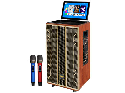 科达  KD-12M	12寸低音 （带DSP）   （带直播）（1+8G+64G）    *输出功率：80W-300W                              *1+8G CPU双系统安卓系统+KTV系统                 *显示屏：15.6寸高清翻盖显示屏                     *语言点歌/手写点歌/二维码扫码点歌              *内置金属全铝管自动对频U段双咪无线话筒      *12寸低音喇叭三分频，DSP音效，网红直播功能                        *雷石正版点歌系统，系统流畅，离线点歌，手机点歌   