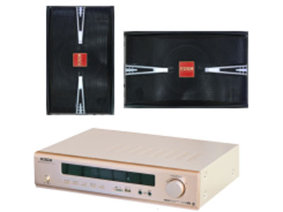 科达  8寸卡包音箱+功放机套装KY-100A ”喇叭：8寸110磁低音+双3寸55磁高音                       阻抗：6Ω+8Ω+8Ω                
输入功率：60W-120W                          功放输出功率：100Wx2
”
