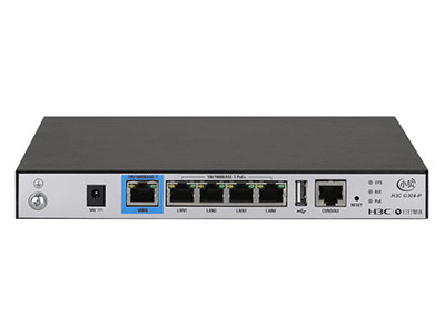 H3C  G304-P 端口形態
   1GE WAN + 4GE LAN（支持POE供電） 帶機量
   推薦100～150臺終端
AP授權
   默認管理4，可拓展至8
