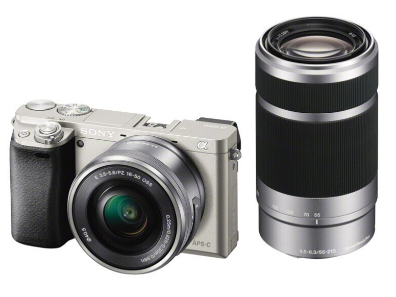 索尼（SONY） Alpha 6000 APS-C画幅微单数码相机 SELP1650+SEL55210双镜头套装 银色（A6000/α6000）