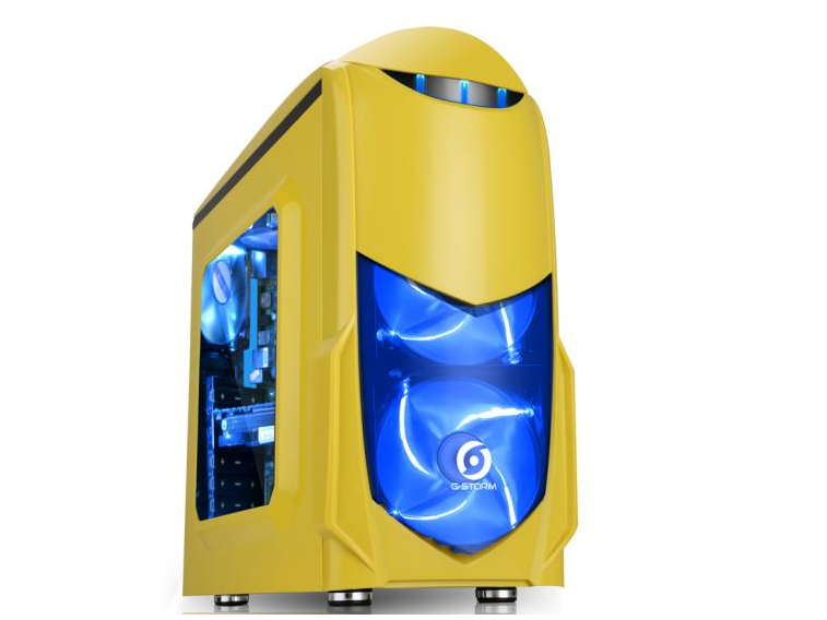 游戏风暴 小鲨鱼(黄/白/黑三色可选)迷你小机箱(USB3.0机箱,兼容SDD和高145mmCPU散热器,背线,大侧透)