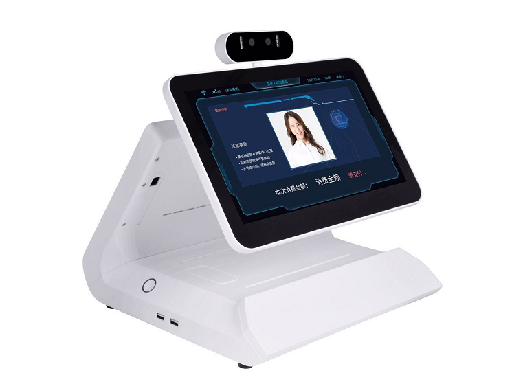 P301-2D POS款式安卓人脸刷卡终端 双屏高清显示，支持刷卡、人脸、二维码消费，支持人脸消费后触屏确认，防止误刷误扣