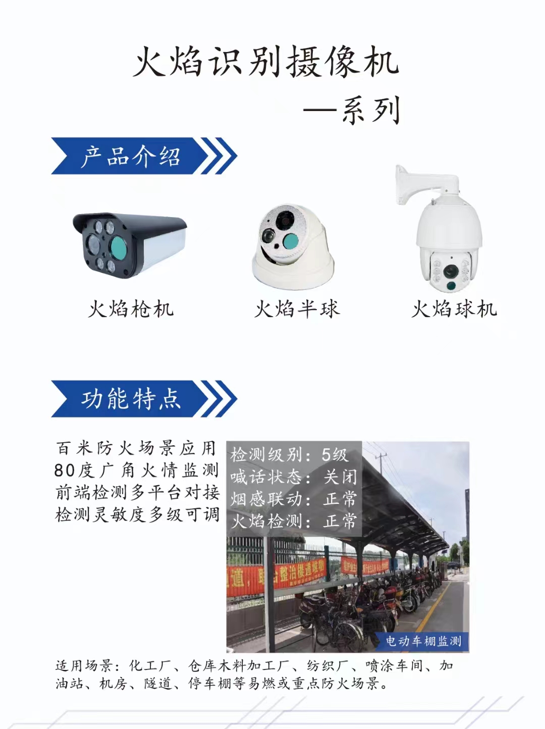 火焰识别摄像机火焰枪机、半球、球机 80度广角火情监测 前端检测多平台对接 可以实现后端监控主机联动