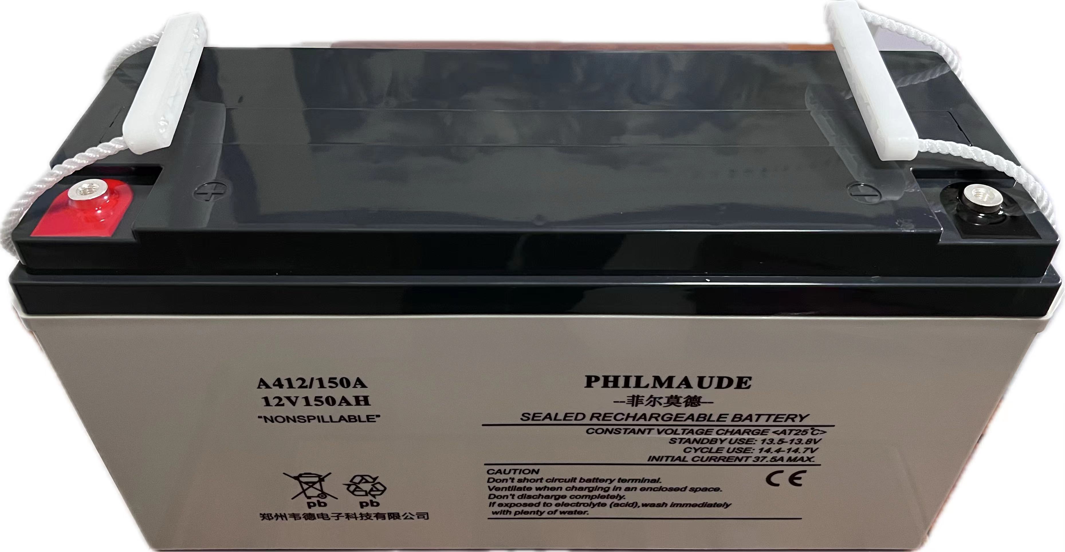 菲尔莫德A412/150A电池（12V150AH）铅酸免维护蓄电池，白壳，蓝盖壳体，质保1年，设计使用寿命3-5年、应用领域;UPS电源、EPS电源,太阳能系统，电力系统。