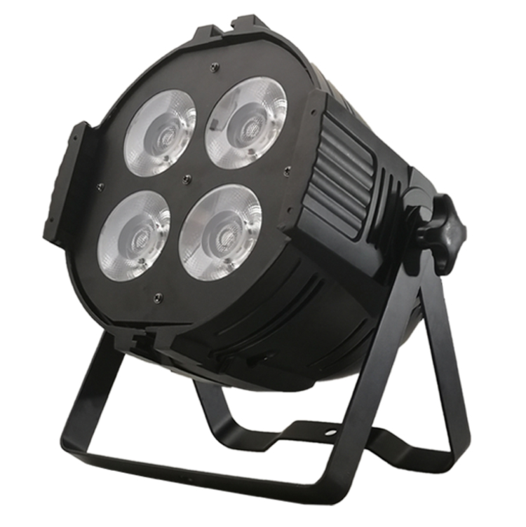 4颗50WLED面光帕灯电压/频率：AC100-240V，50-60Hz。 光源：4颗50WLED 额定功率：250W 颜色：冷白+暖白 透镜角度：45度 通道：8CH 运行模式：声控，自走，主从，DMX512。 显示界面：数码显示。 调光：0-100%线性调光。 频闪：1-13次/秒。 灯体设计外型采用高强度压铸铝结构设计，超大散热片+灯体散热，有良好的散热性能。可选静音设计 工作环境温度-20~45℃。 防护等级 IP20。 外型尺寸：L270×W240×H310mm 包装尺寸：L255×W255×H390mm 净重：3.8KGS 毛重：4.2KGS