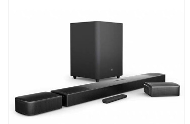JBLJBL BAR 9.1 杜比全景声技术全无线环绕立体声条形音箱产品特征： 极致影院式体验：向上发声驱动器、可拆卸无线环绕立体声扬声器，以及JBL携手杜比共同带来的专业9.1声道技术打造沉浸式音箱体验。可拆卸式扬声器，便携随行：内置电池意味着不必忍受繁复的音箱线缆束缚。将两个可拆卸式无线环绕声扬声器置于任何一个房间内，即刻悦享澎湃震撼的音箱体验。电池续航支持连续播放音乐10小时，之后只需将可拆卸式扬声器与条形音箱连接进行充电，简便快捷。10英寸无线低音扬声器：享受剧院式强劲低音，以提升影院式音箱体验。内置QQ音乐and Airplay 2功能：直接在条形音箱上流畅播放高清格式音乐蓝牙无线? 串流:通过蓝牙将智能设备与条形音箱连接，享受多种强劲音效