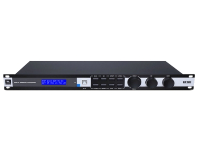 JBLJBL 型号：KX-180A 两路麦克风输入通道 每路话筒输入设有15段参量均衡器与压缩器 每路话筒输入均设有三级反馈抑制 混响与回声效果可独立控制 两对RCA接口与一路光纤接口可用于音乐输入 音乐输入配置15段参量均衡器 音乐输入提供三级激励模式