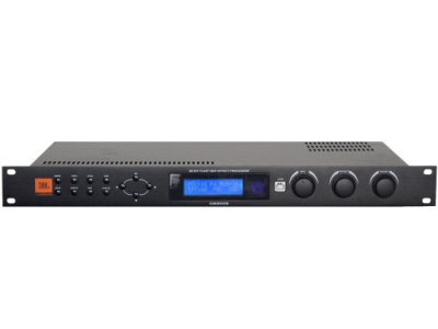 JBLJBL 型号：KMP1200S 音乐部分 信噪比（SNR) 90dB 失真(THD) 0.01%20Hz-20kHz 输入灵敏度/阻抗 775mv-25mv 最大输出 8Vpp/60ohm平衡输出 EQ EQ（1-9段） 20Hz-20kHz(±12dB,步距±0.1dB) 三路音频输入 负∞-+3dB 一路音频辅助输出 4Vpp/60ohm平衡输出 一路主声道辅助输出 4Vpp/60ohm平衡输出 输出灵敏度/阻抗 1Vpp/750ohm SUBWOOFER 失真(THD) 0.07%20Hz-400Hz 频率响应 20Hz-20kHz MIC部分（五路MIC输入） 信噪比（SNR) 大于80dB（效果打开） 失真(THD) 0.04%20Hz-20kHz（效果关闭） 频率响应 20Hz-20kHz 输入灵敏度/阻抗 负22dB/25mv EQ（1-10段） 20Hz-20kHz(±12dB,步距±0.1dB) 中置输出灵敏度/阻抗 775mv-25mv 左右环绕/阻抗 775mv-25mv 重量 3.3kg 尺寸(WXDXH) 428mmx170mmx44mm