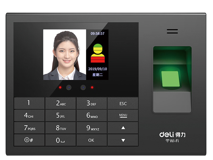 得力(deli)智能企业云考勤机 WIFI联网 人脸指纹混合识别 停电打卡套装3765CS+13899