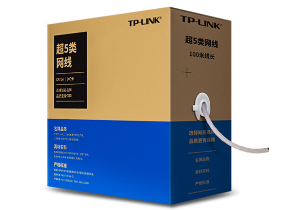 TP-LINK 超五類千兆網線 原裝非屏蔽高速工程網線 純銅雙絞線 家裝網絡監控布線100米箱線EC5e-100A