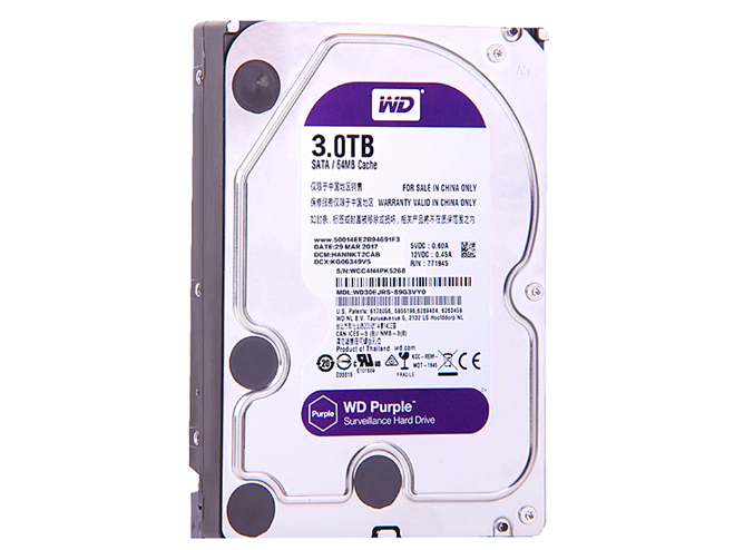 西部数据(WD)紫盘 1TB SATA6Gb/s 64M 监控硬盘(WD10EJRX)