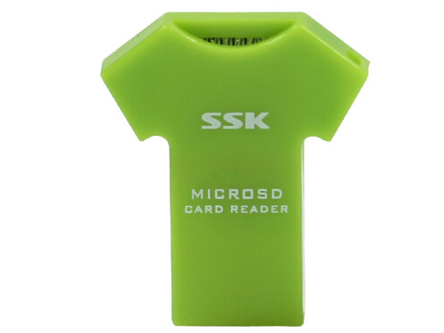 飚王（SSK） T恤单口读卡器 TF/Microsd手机内存卡读卡器 迷你小巧型 SCRS052 草绿色