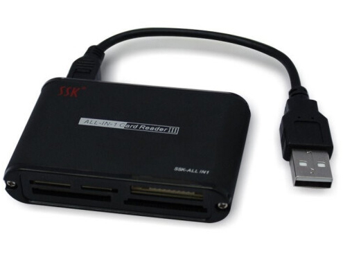 飚王（SSK） SCRM025高速USB2.0 读卡器 SD卡手机电脑双接口读卡器 金属机器人多功能 黑色 USB2.0