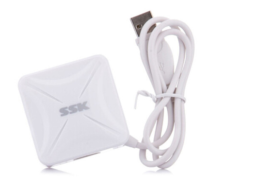 飚王（SSK）SHU027 烽火集线器HUB 一拖四口USB扩展分线器 USB2.0 四口分线器 0.6M白色